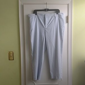 Blue seersucker ankle pants